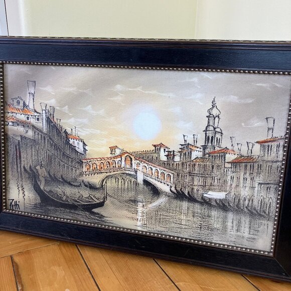 Venice Italy Gondolier Rialto Bridge Art Printed on Canvas Gondola Boat Petti - Picture 4 of 6